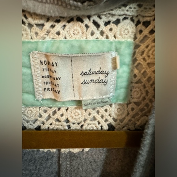 Saturday Sunday Anthropologie Gray and White Elise Fringe Cardigan - Picture 3 of 7